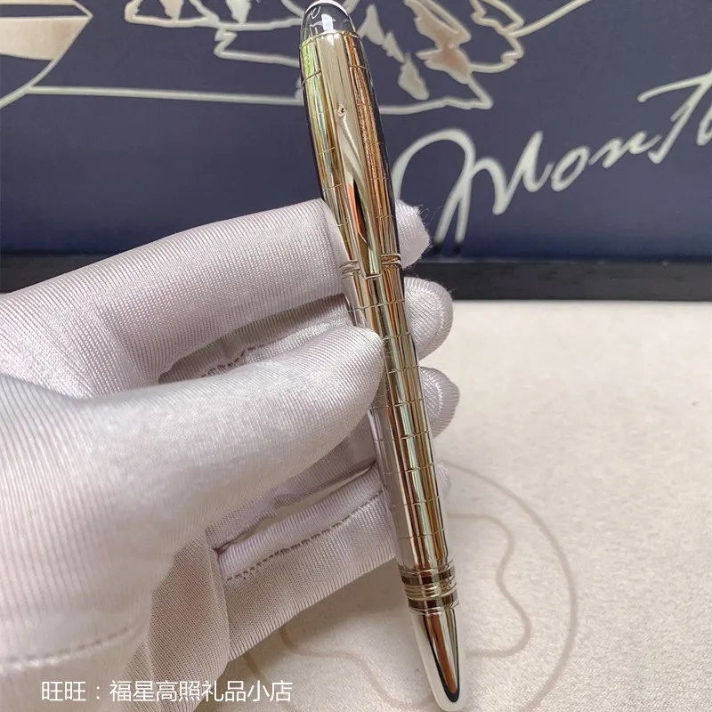 2026 Luxury PensM B Interstellar Series Stainless Steel metal bead Gen pen High quality Mon stationery MBS Fountain Pen Blue 0.7