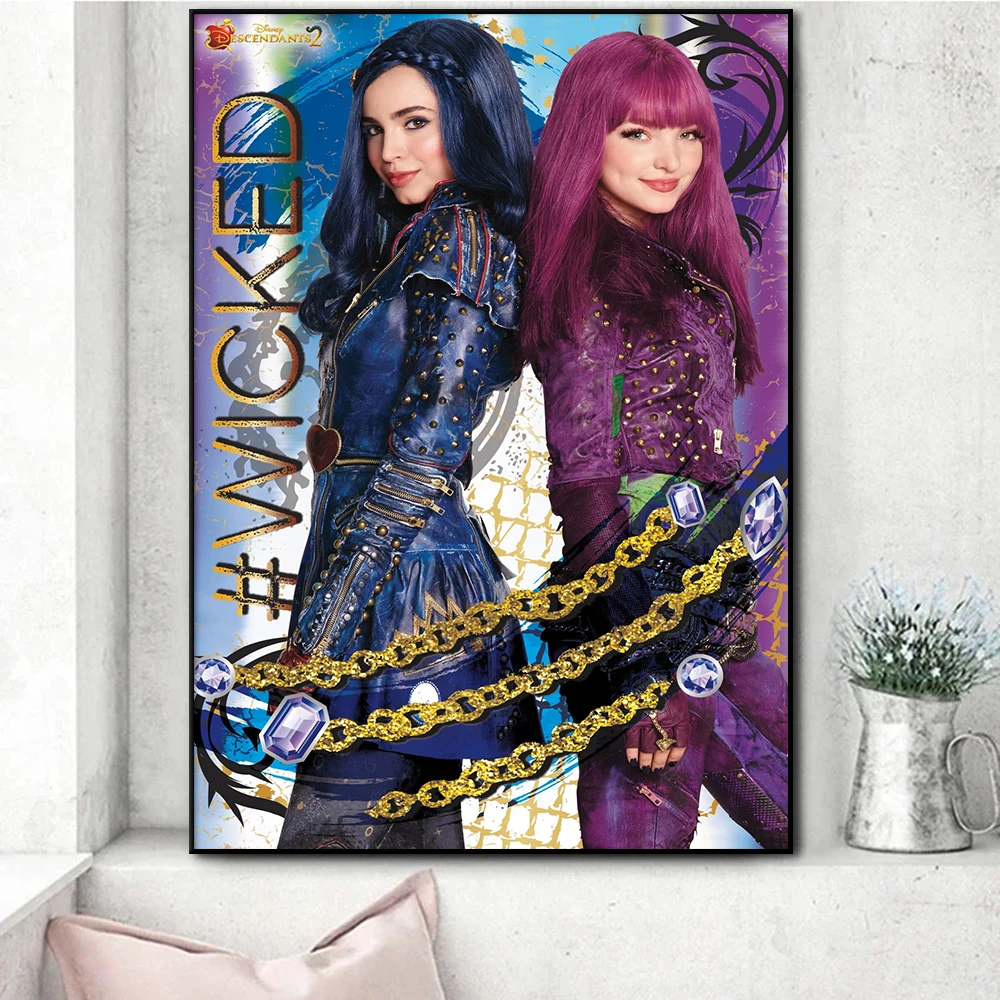 

Disney Descendants 2 Canvas Painting Print Wicked Wall Art Poster Musical Fantasy Movie Picture Living Room Home Decor Cuadros