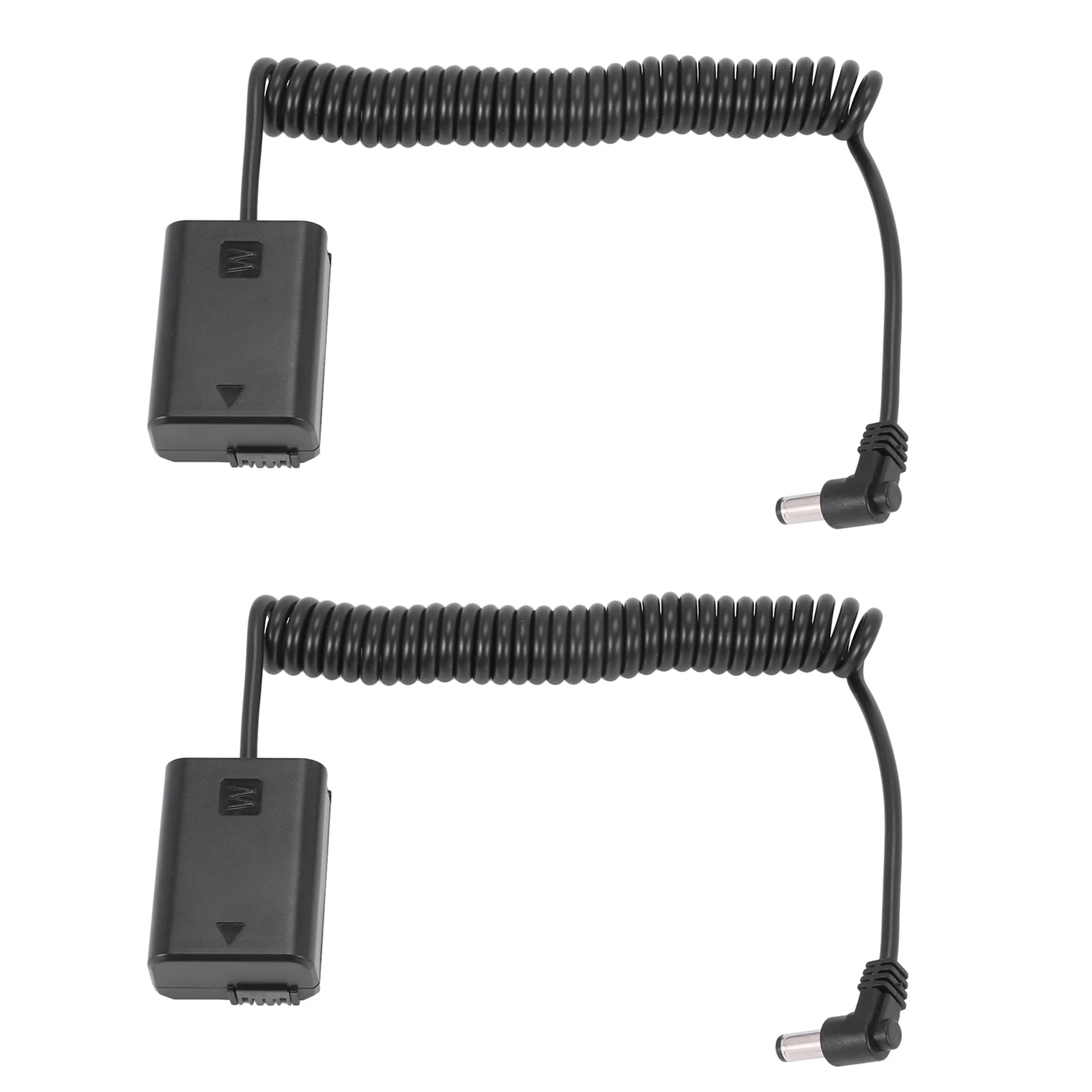 

2X Np-Fw50 Dummy Battery Pack Coupler Adapter with Dc Male Connector Power Coiled Cable for Sony A7 Mark Ii A6300 A6000