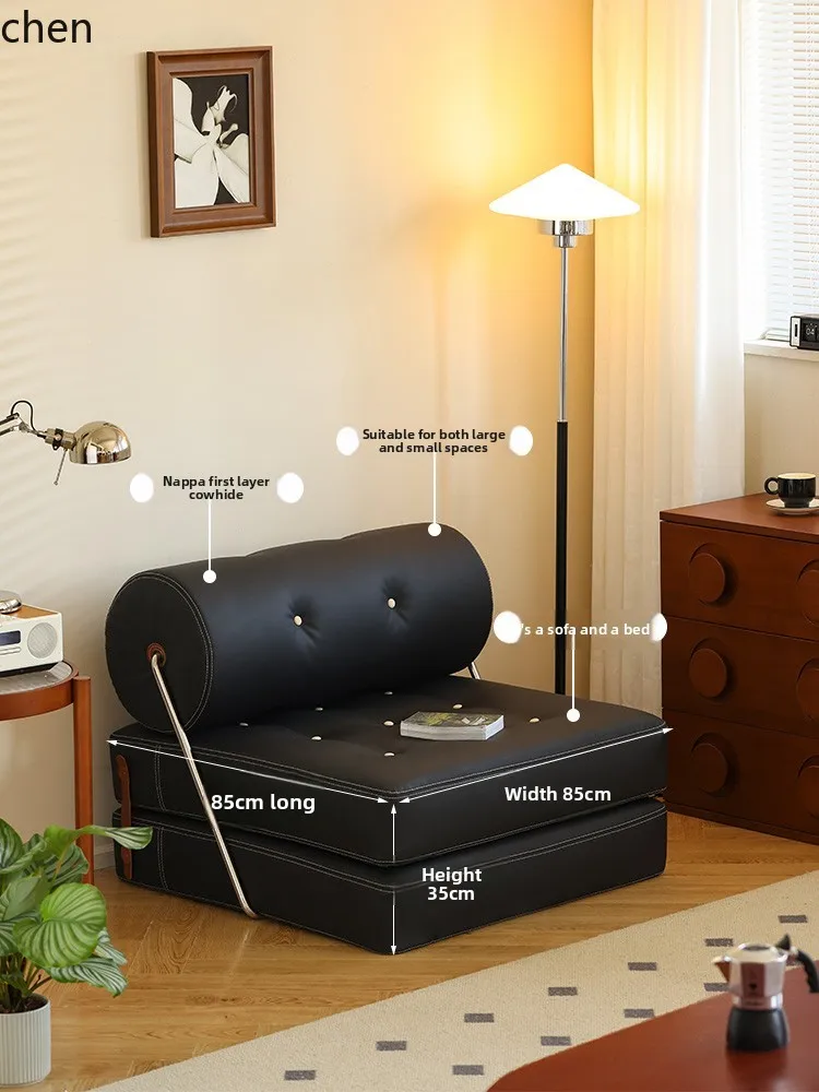

ZML folding sofa bed module small apartment living room leather sofa