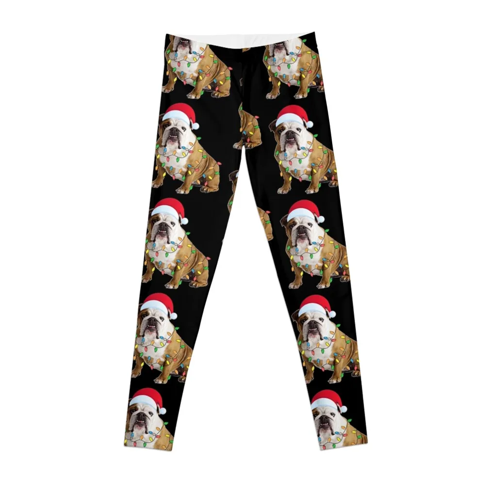 Christmas Bulldog Leggings Female legging pants Fitness's gym clothes Women's sports pants Womens Leggings