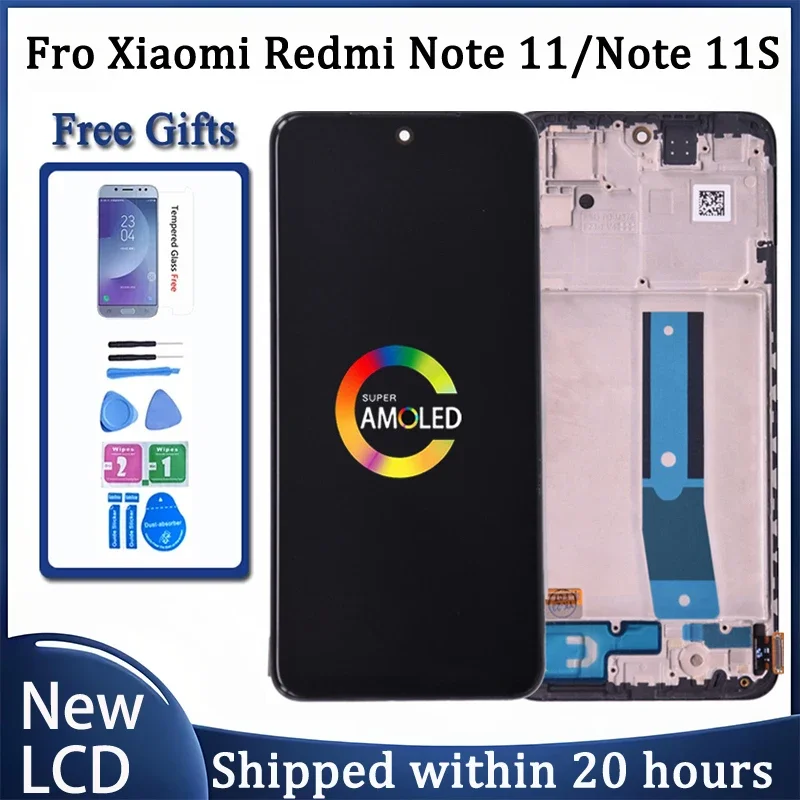 6.43'' For Xiaomi Redmi Note 11 LCD Display Note 11 2201117TG Screen Touch Glass Digitizer For Redmi Note 11S LCD 2201117SG