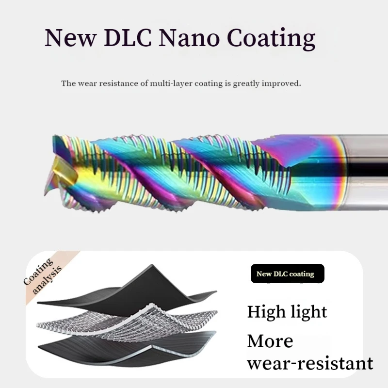 HRC60 Roughing End Mill 3 Flutes Carbide for Metal Aluminum Copper CNC Tool