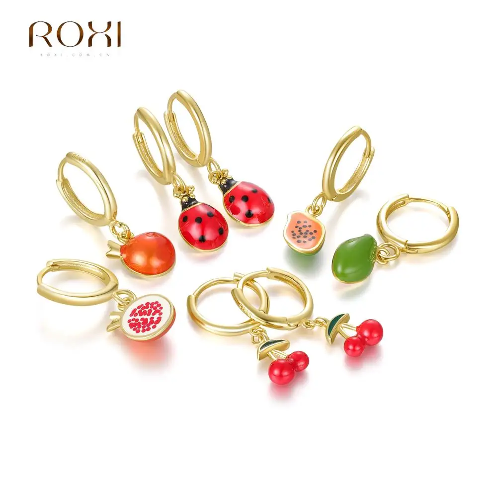 ROXI Design – boucles d'oreilles en émail pour femmes, bijoux, pendentifs, breloques, fruits mignons, fabrication de bijoux, bricolage, cerise, fraise, accessoires