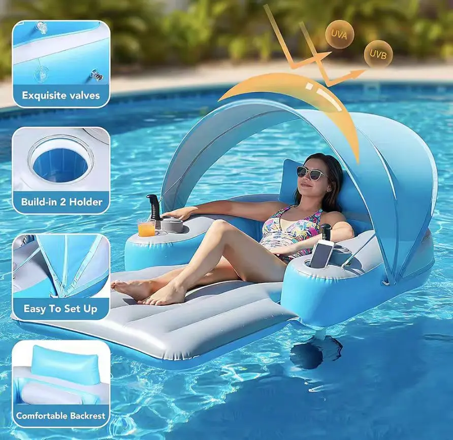 Wholesale Cross-Border Popular Adult Electric Water Float Seat - Factory Hot Sale Inflatable Lounger Boat Raft Swimming Toy Bulk