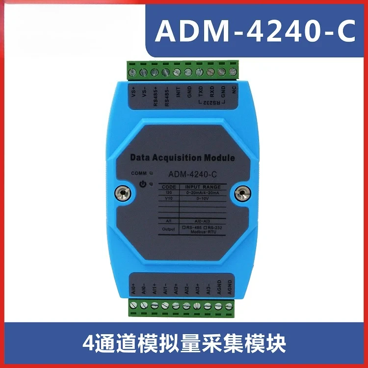Módulo de Adquisición de Señal Analógica de 4 Canales ADM-4240-C 2026, Señal Analógica de 4-20 mA a 485, Entrada Analógica de 0-10 V