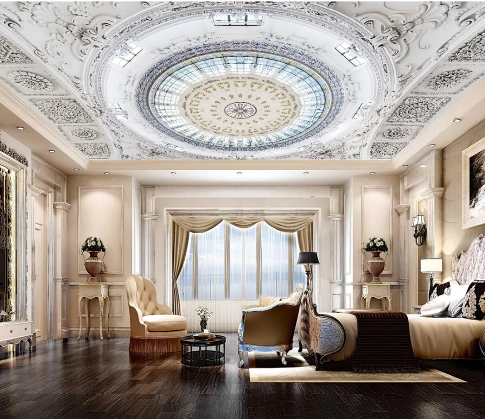 

Custom 3D Photo Wallpaper 3d ceilings Large Mural Wallpaper For Ceiling Decoration relief ceilings