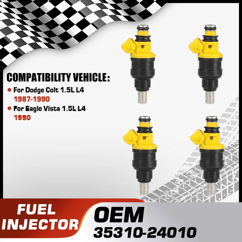 

1/4 Pcs Car Engine Fuel Injectors Nozzle For Dodge Colt 1.5L L4 1987-1990 Eagle Vista 1.5L L4 1990 35310-24010 0280150788 FJ293