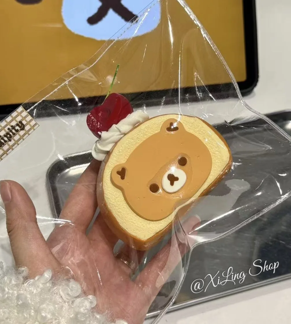 

1Pc Handmade Taba Squishy~ Creamy Clay Texture！- Bear Swiss Roll shaped to relieve stress - Food grade silicone