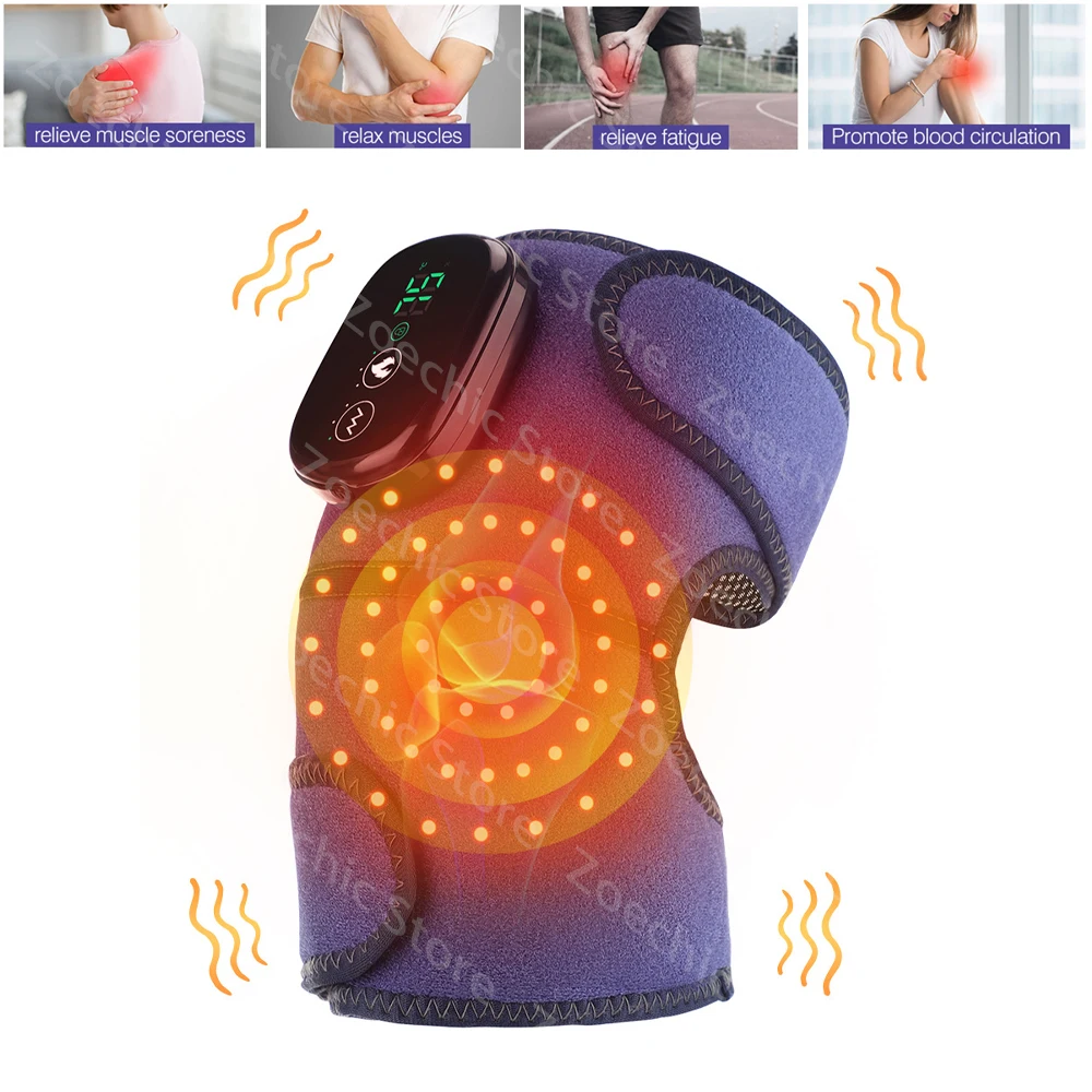 4 IN 1 Multipurpose Electric Knee Massager Vibration Infrared Heating Knees Pad Hot Compress Red Light Therapy Joint Pain Relief