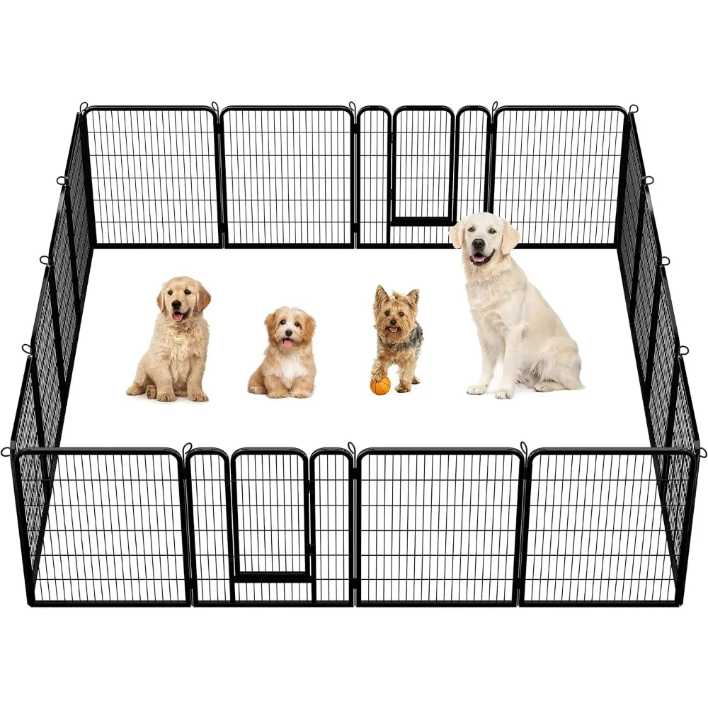 Extra Wide Dog Pen, 16 Panel Outdoor Pet Pen for Large/Medium/Small Animals Collapsible Puppy Exercise Pen