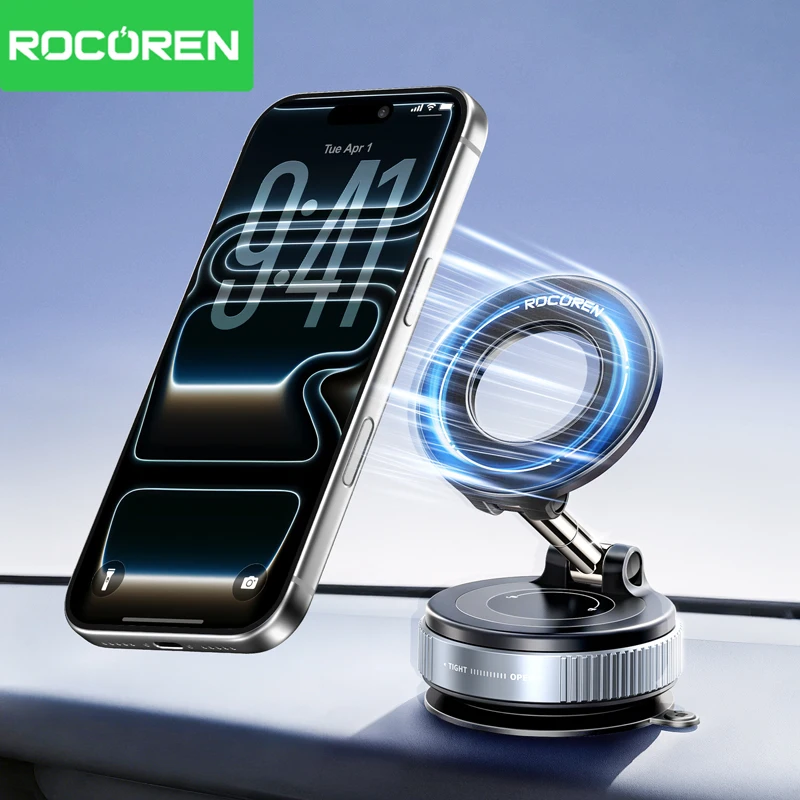

Rocoren Magnetic Car Phone Holder Magsafe Phone Stand Vacuum Suction Cup Rotate 360° Adsorption Car Accessories Support Brackets