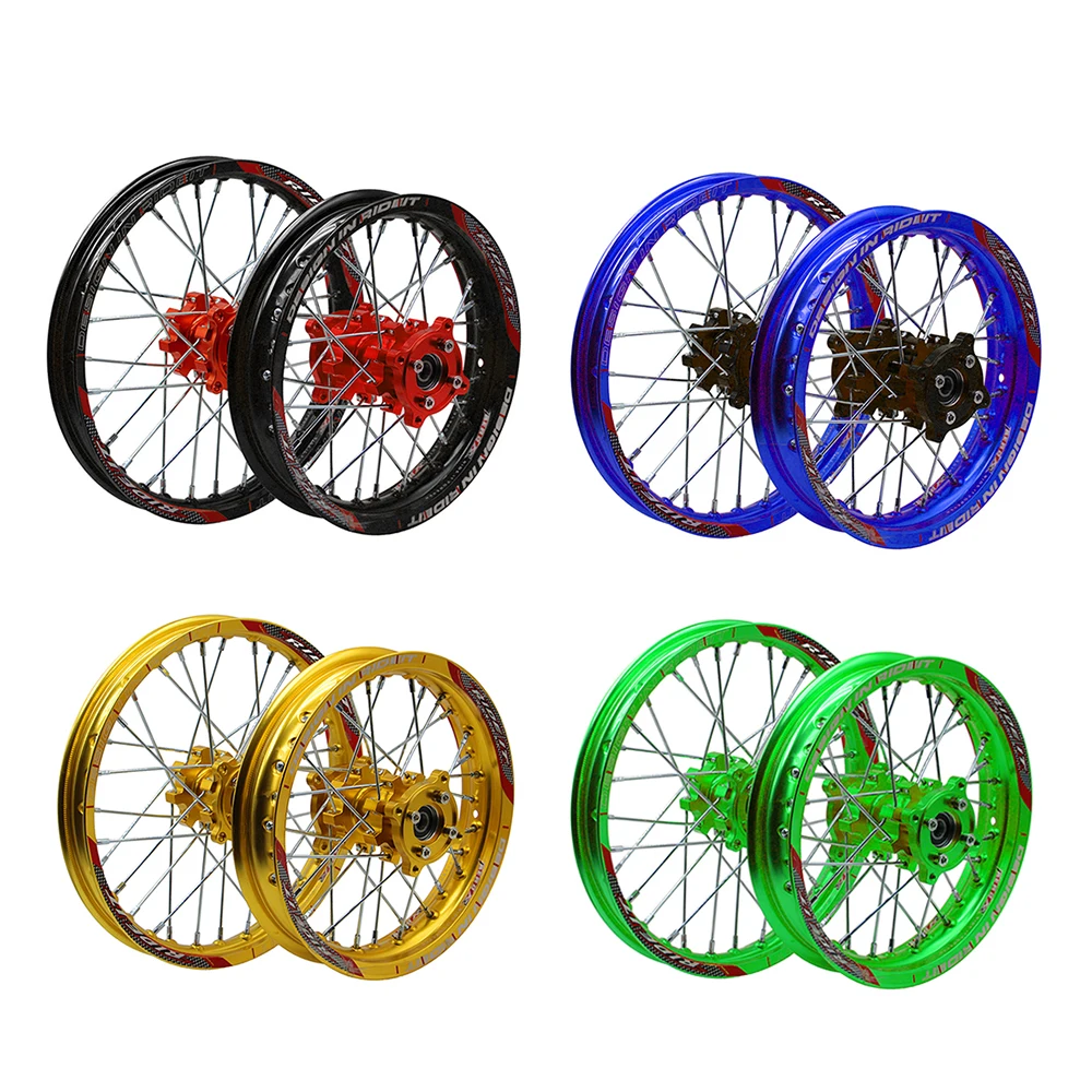 Motocross 1.85x12" Rear 1.40x14" Front Aluminum Wheel Rims 15mm CNC Hub Kit For KLX CRF Kayo BSE Dirt Pit Bike Motorcycle Parts