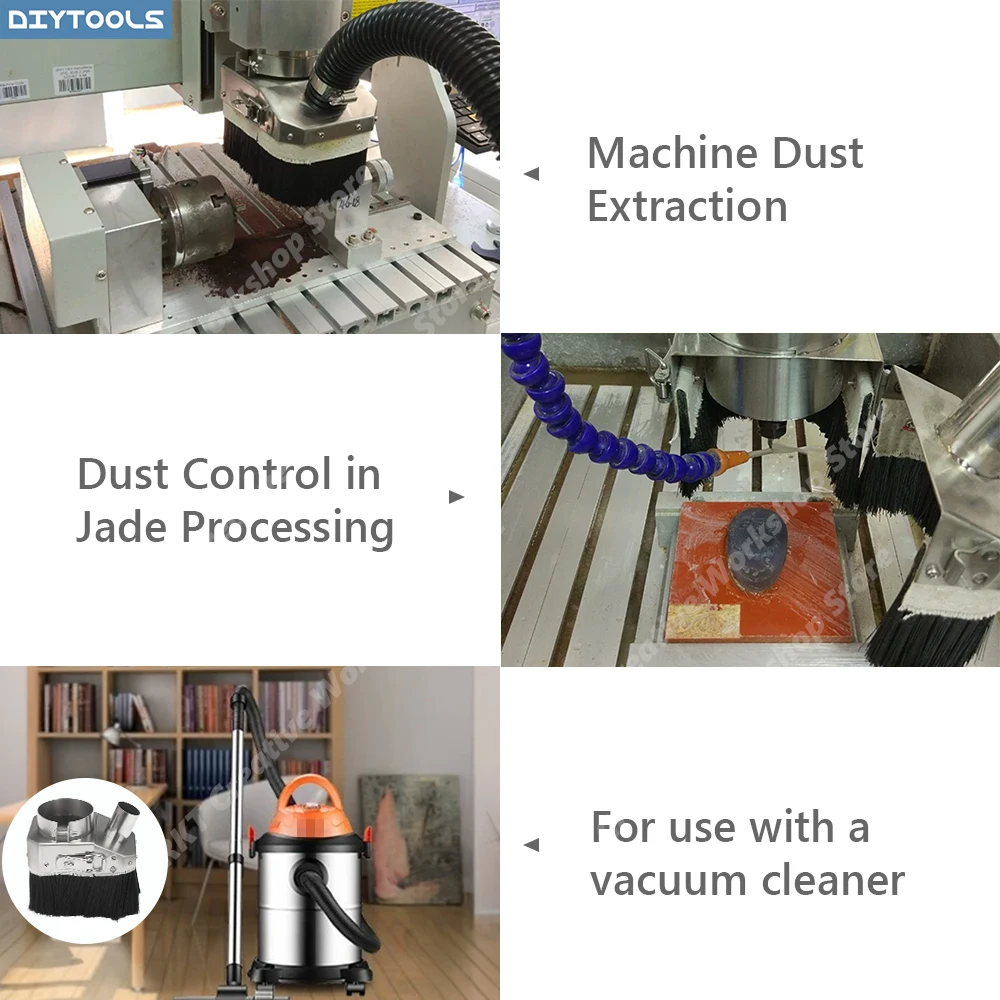 Brush For Small Engraving Machine Removable Dust Hood Machinery Vacuum Cleaner Dusting Brush Stainless Steel Cover CNC Engraving
