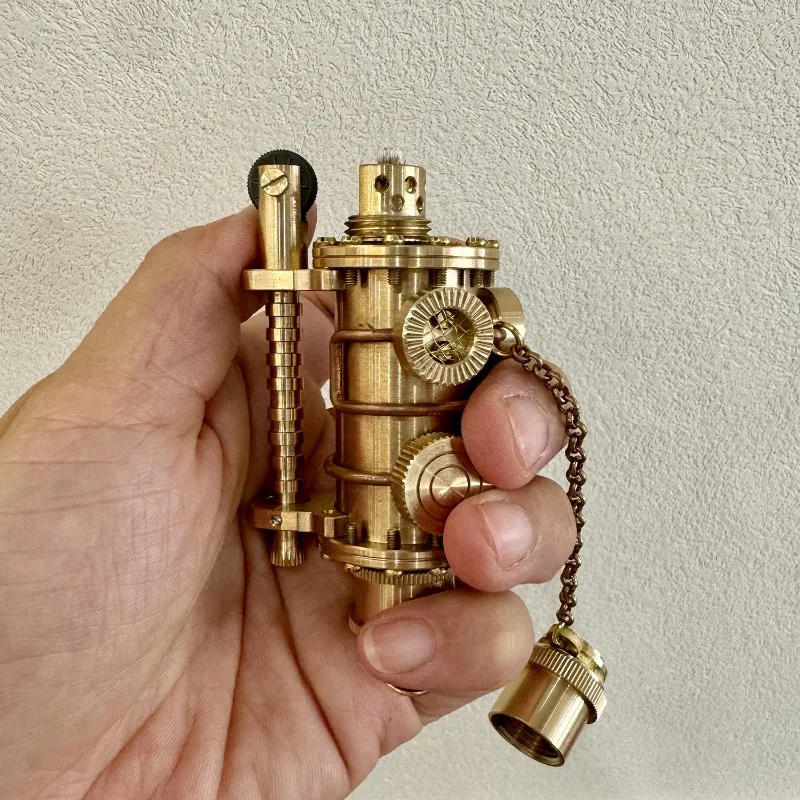 Handmade Punk Style Submarine Kerosenes Lighter with Chain Heavy-Duty Grinding Wheel Ignition Mechanism Collectible Gift
