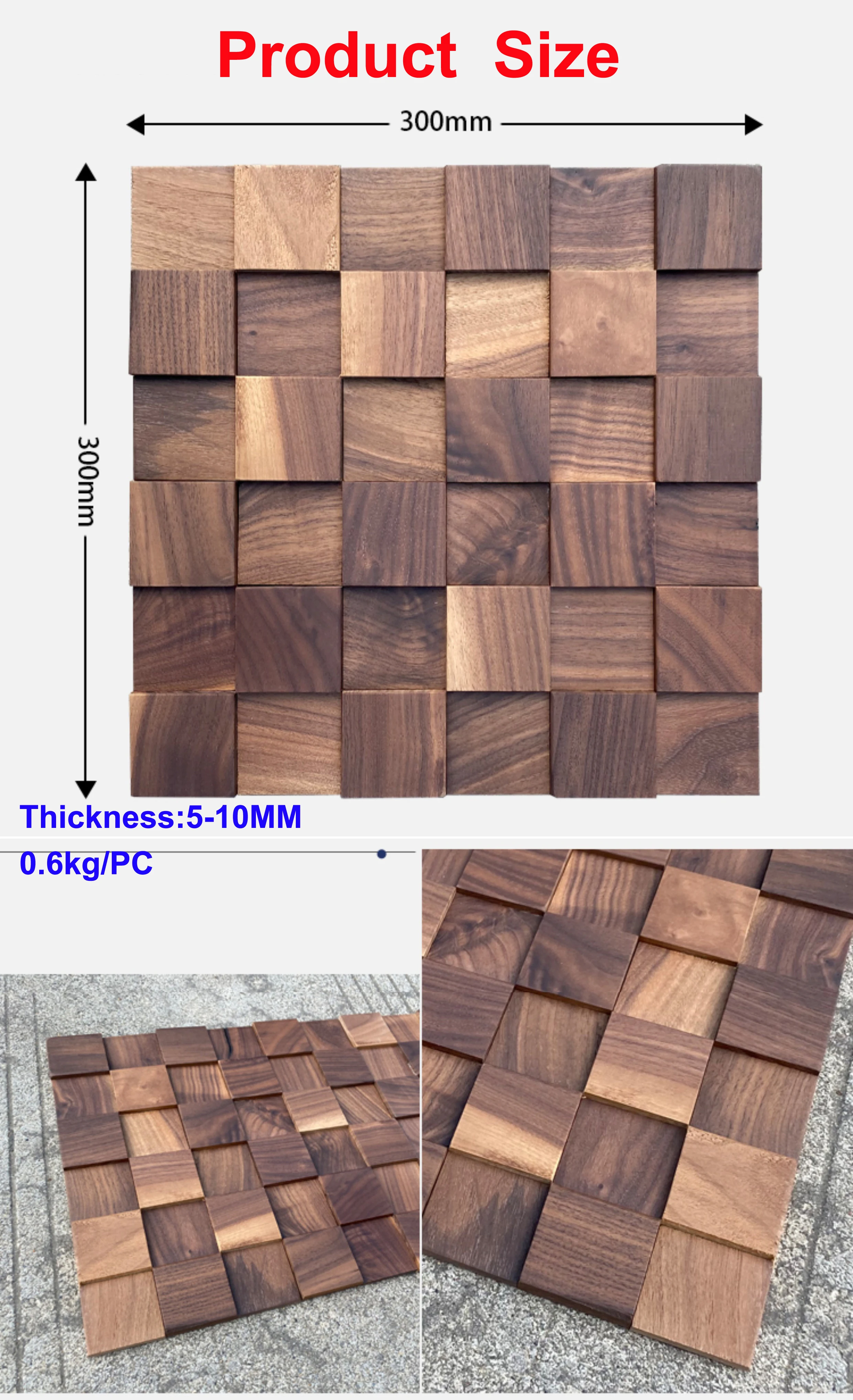 (30 Sheets) 2025 Self-Adhesive Natural Black Walnut Wood Acoustic Wall Panels Wooden Mosaic Tile for Home Wall Art Background De