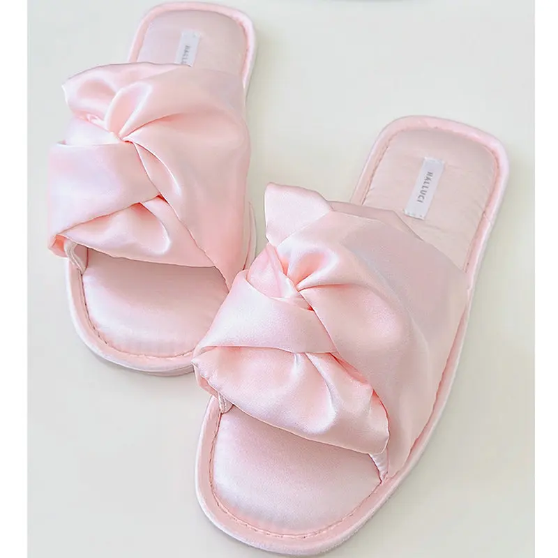 3 Colors Wedding Slippers Women Toe Bedroom Home Bride Bridesmaid At Home Shoes Bow For Girls