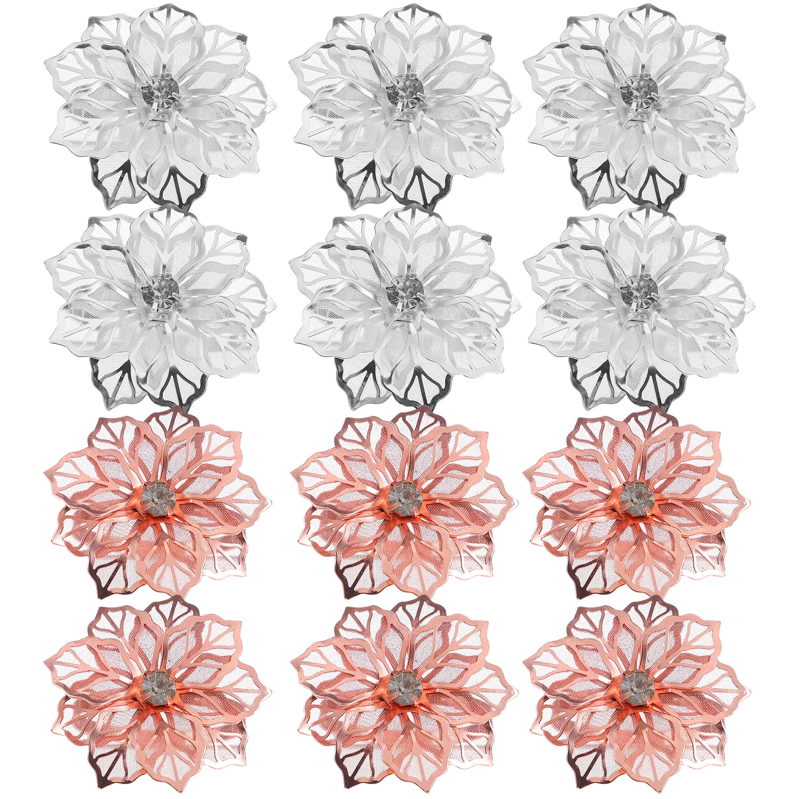 

12 Pcs High Quality Flower Napkin Ring Hyacinth Alloy Wedding Table Decoration Dinner Holder Rings