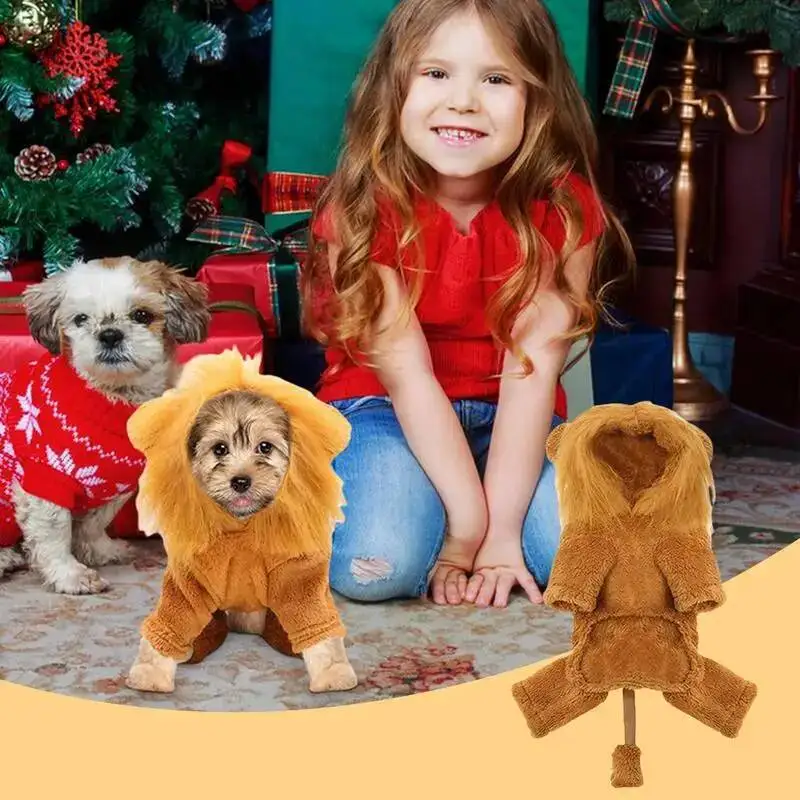 

Dog Hoodie Cosplay Lovely Soft Warm Lion Wig Pet Clothes Outfit For Small Medium To Large Sized Dogs