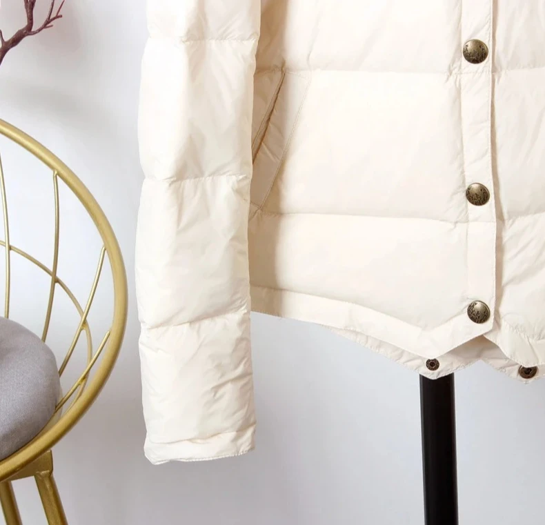 المرأة الأبيض بطة أسفل سترة البيسبول معطف عارضة الخريف الشتاء أبلى قصيرة للأزياء النسائية #4