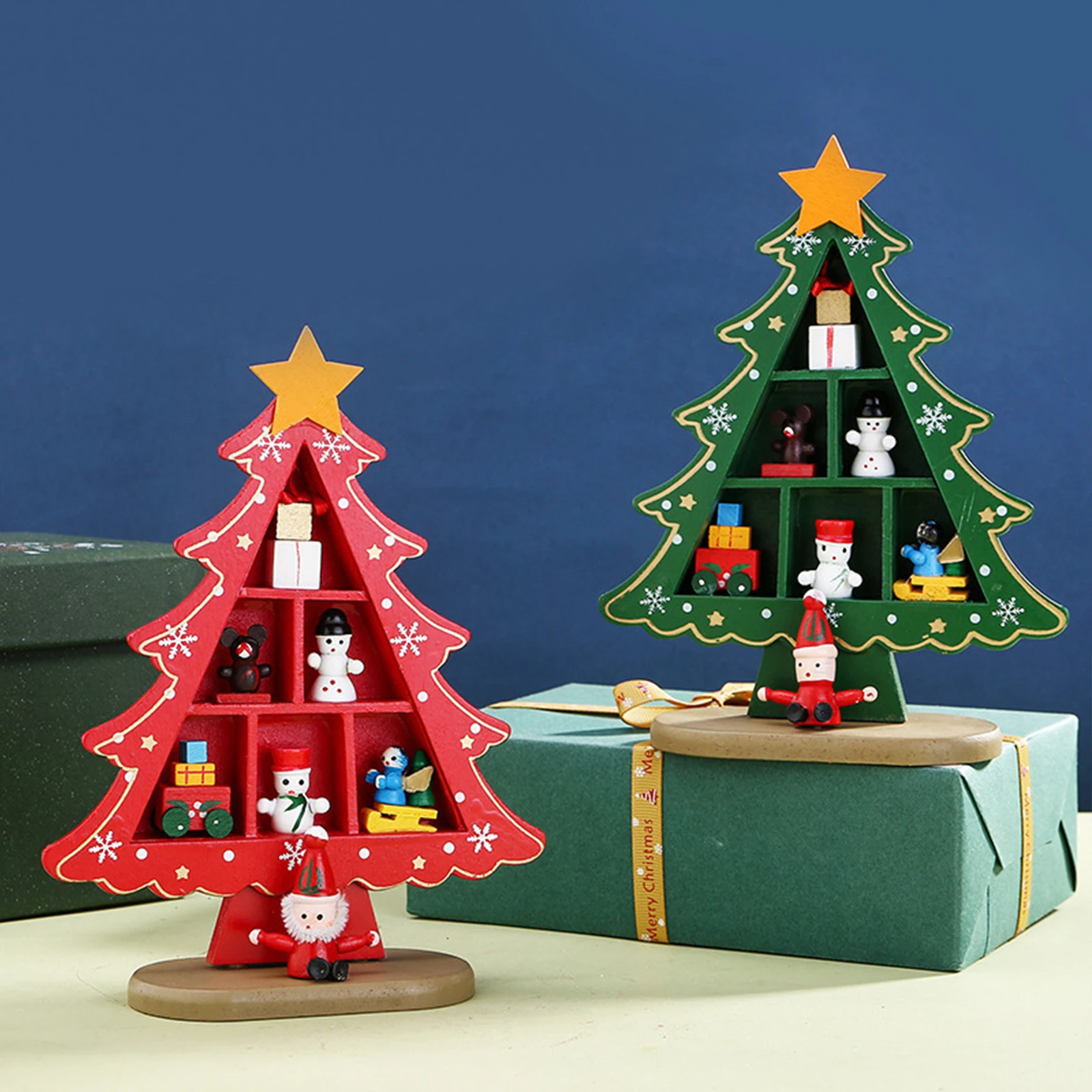 Wooden Christmas Tree Desktop Decor Convenient Sturdy Mini Christmas Tree Decoration for Home Christmas Party Festivals Holiday