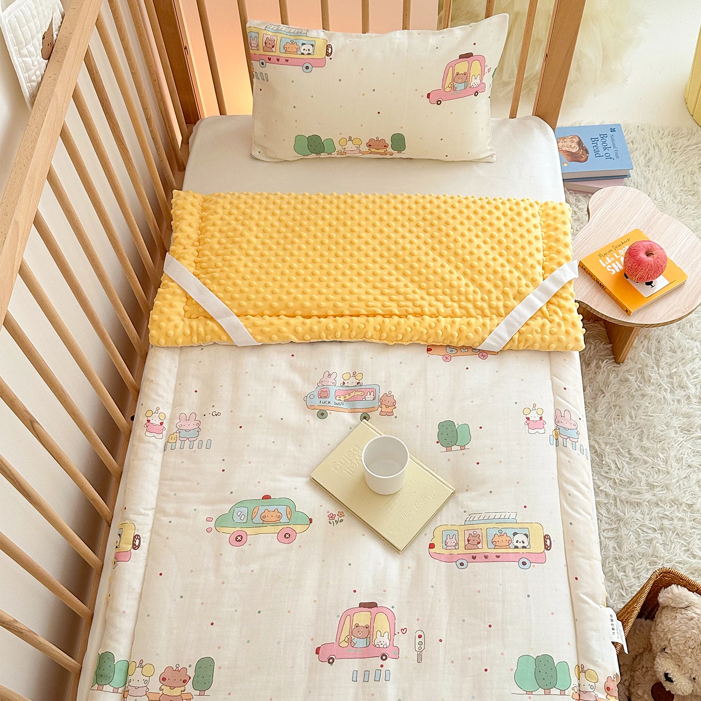 

Durable Childrens Cotton Double Layer Mattress Winter Thickened Bean Fleece Sleeping Mat for Toddler 50x100cm