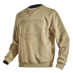 5110# Autumn Winter New American Retro 3D Letter Printed Sweatshirts Men's Simple Washed Knitted Youth Casual Pullover Sportwear