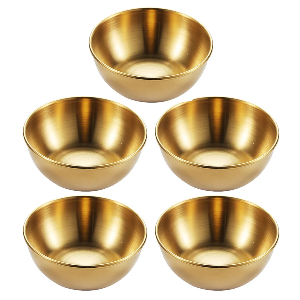 

5 Pcs Seasoning Dish Trays Bowl Appetizer Plates Stainless Steel Flavor Sauce Food Spice Dishes