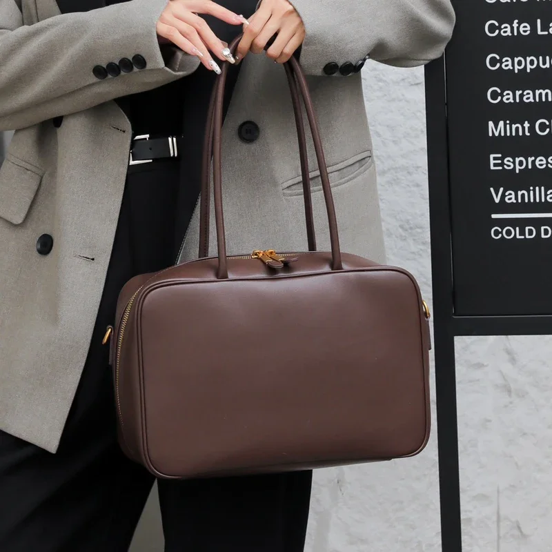 Cowhide Fashion Women Shoudler Coffe Bags Luxury Desiger Genuine Leather Large Ladies Crossbody Brown Bag Female Handbags Black