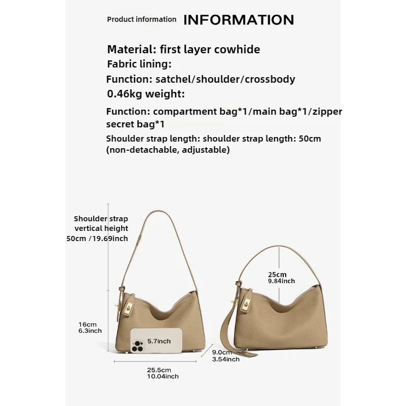 2025 الخريف الشتاء 100% جلد البقر زلابية حقيبة المحمولة تحت الإبط حقيبة كروسبودي مصمم حقيبة نسائية عالية الجودة هدية فاخرة