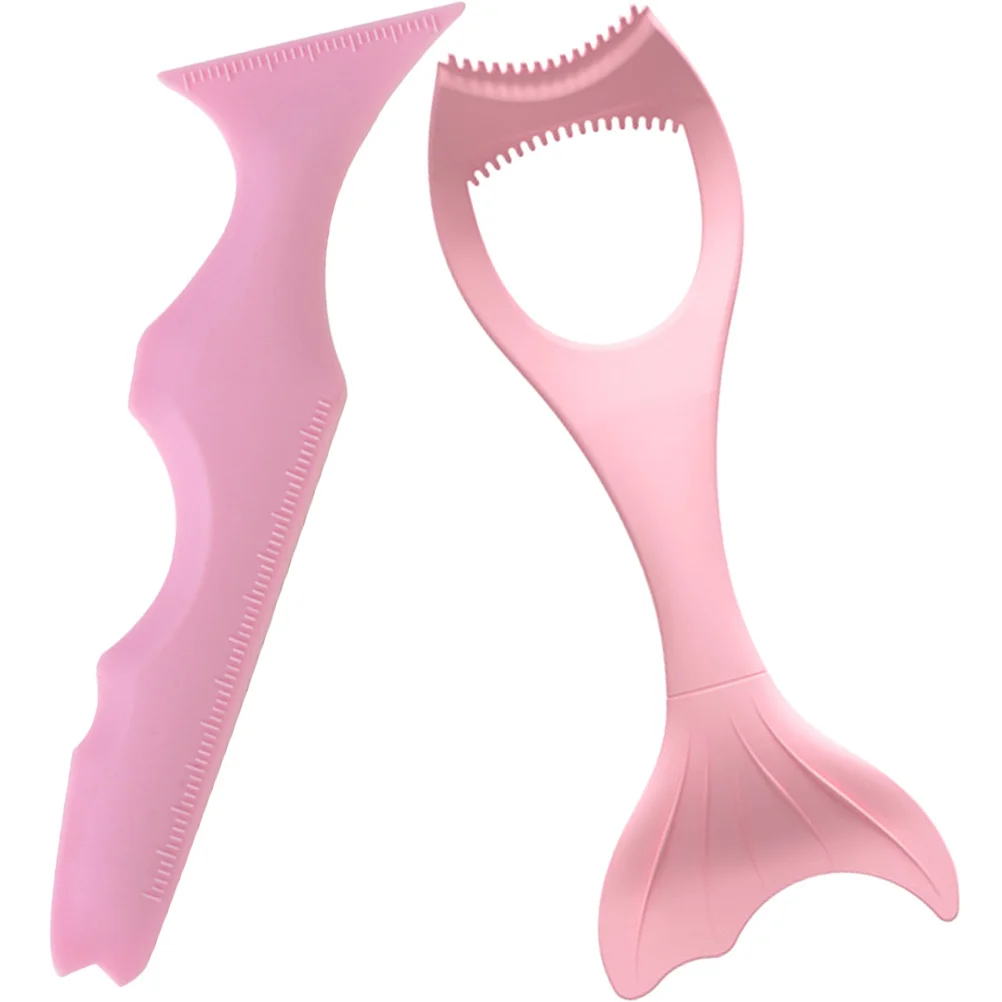 แม่แบบเขียนอายไลเนอร์ซิลิโคน 2 ชิ้น อุปกรณ์แต่งหน้าอเนกประสงค์ นุ่ม ยืดหยุ่น ใช้เป็นแม่แบบเขียนคิ้วและลิปสติก ใช้ซ้ำได้ ทำความสะอาดง่าย