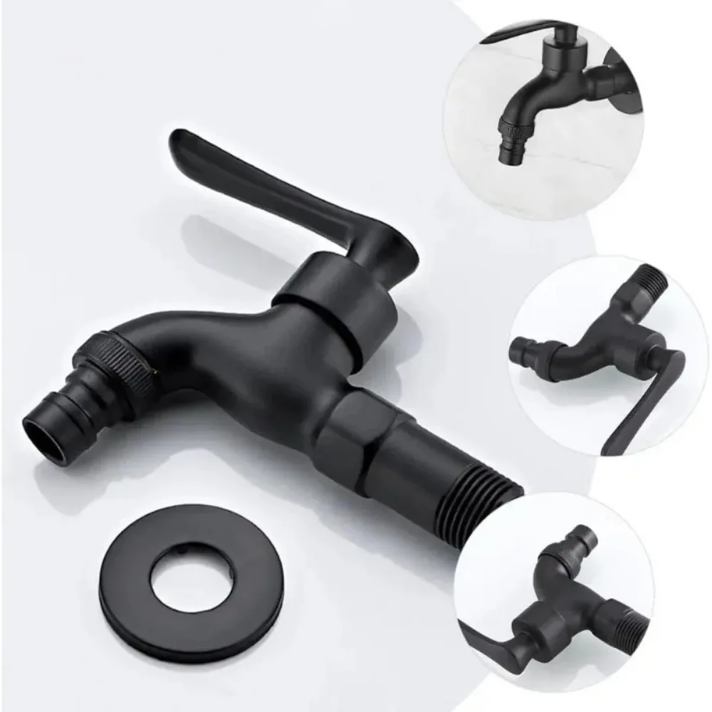 New Black Brass Wall Mounted Bathroom Faucets Corner Washing Machine Faucet Outdoor Garden Bibcock Bath Toilet Mop Pool Taps