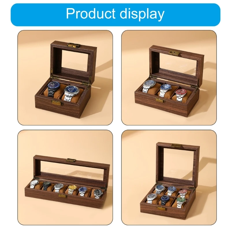 Watch Storage Box Watch Display Holder Gift Box 2/3/6/10/12 Slot Watch Cases Box for Christmas Anniversary Birthday