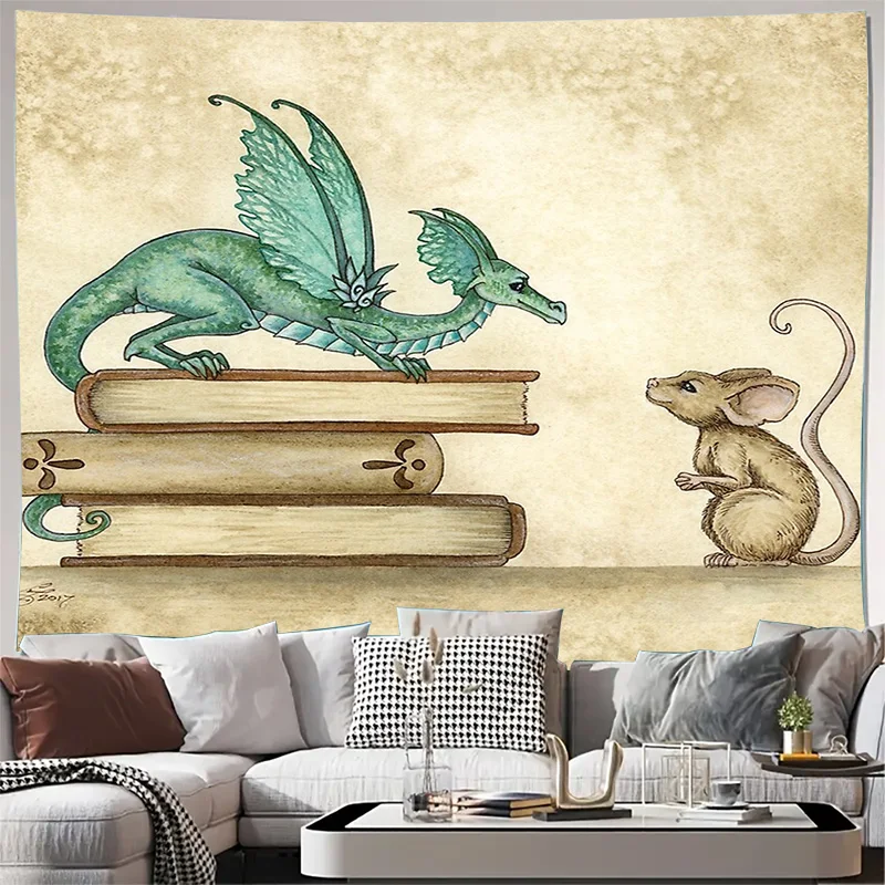 

Fantasy Dragon Tapestry Wall Hanging Mythical Creature Decor Medieval Art Gothic Home Decor Fantasy Landscape Dragon Gift Room A