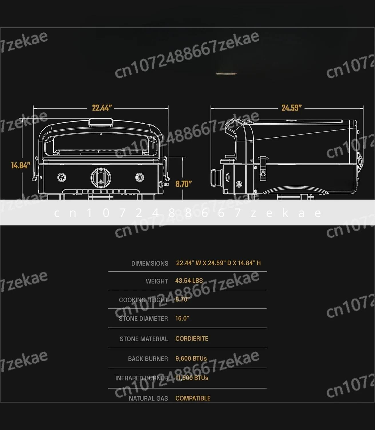 APropane Gas Outdoor Pizza Oven with Rotating Cooking Stone | Portable Appliance for all Outdoor Kitchens