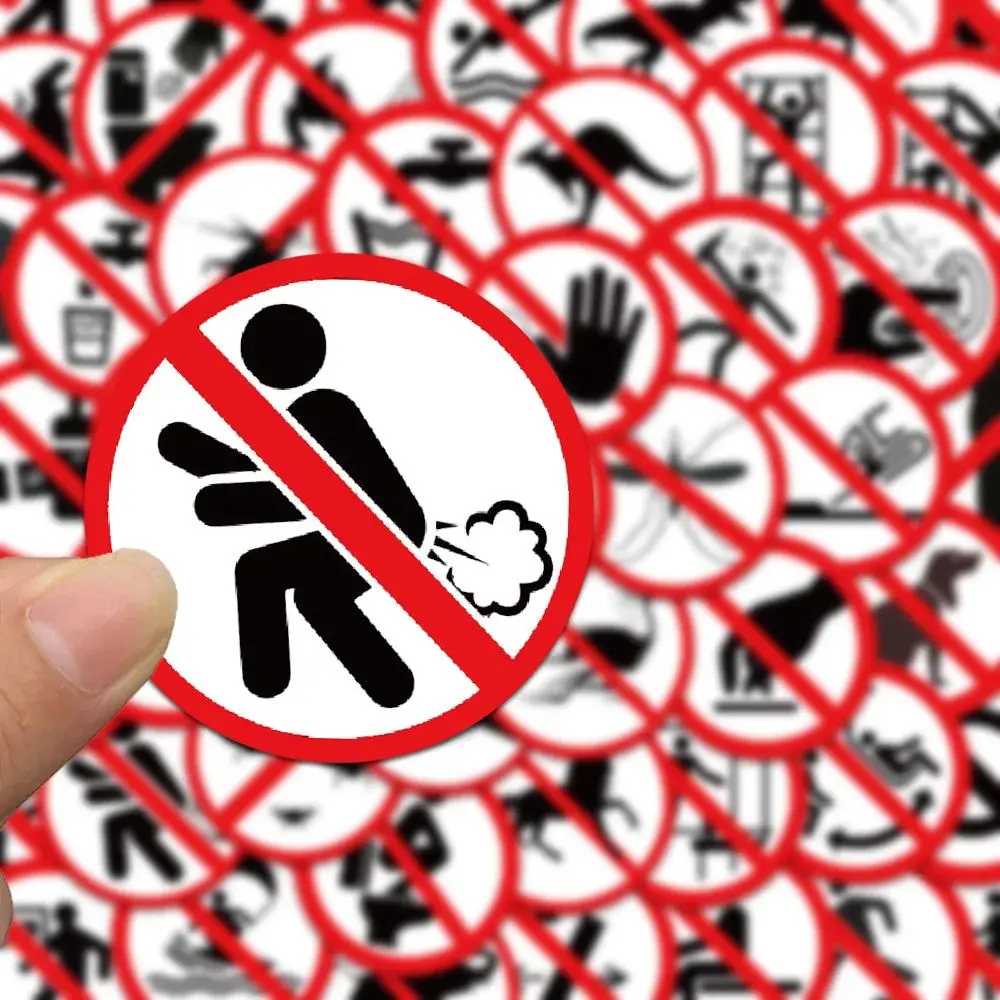 60Pcs Funny Prohibited Sign Stickers Creative Warning Decals for Journal Phone Laptop DIY Decor