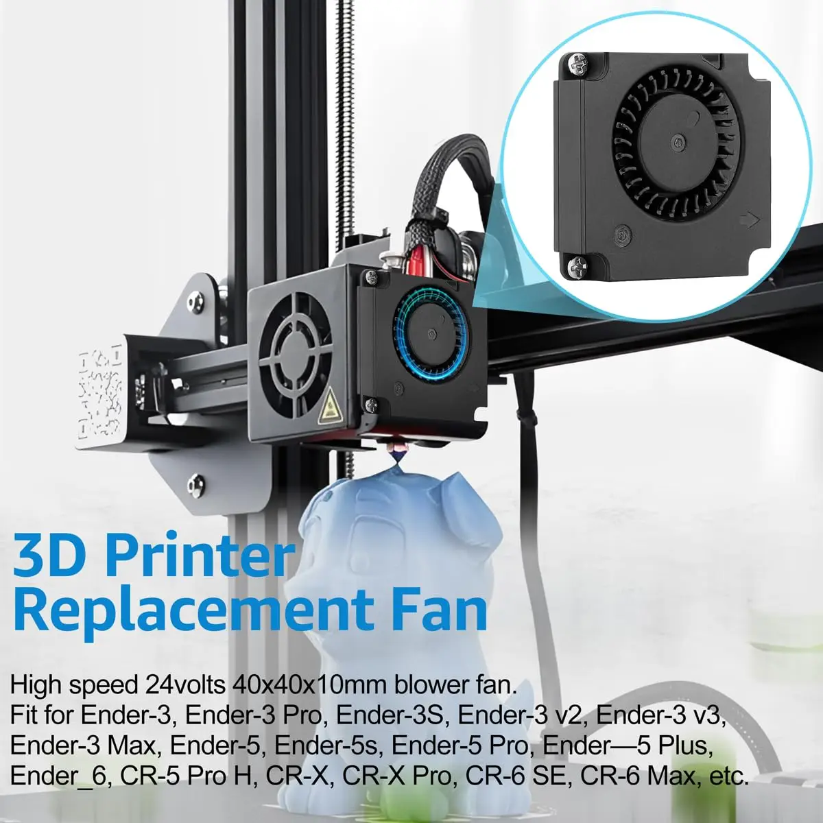 1-5 Stück Creality Ender 3 Lüfter-Upgrade 4010 Gebläselüfter DC 24V, 40x40x10MM Extruder-Kühlventilator für Ender 3/Pro/V2, Ender 5/6 Serie – Detail 2