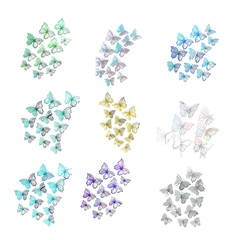 12Pcs 3D Colorful Butterflies DIY Wedding Festival Party Balloon Decoration Wall Hollow Butterfly Sticker Home DIY Gift