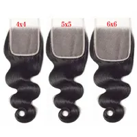 4x4 5x5 Cierre de onda del cuerpo 6x6 Cierre Frontal de encaje de cabello humano para mujeres extensiones de cabello encaje suizo cabello humano brasileño