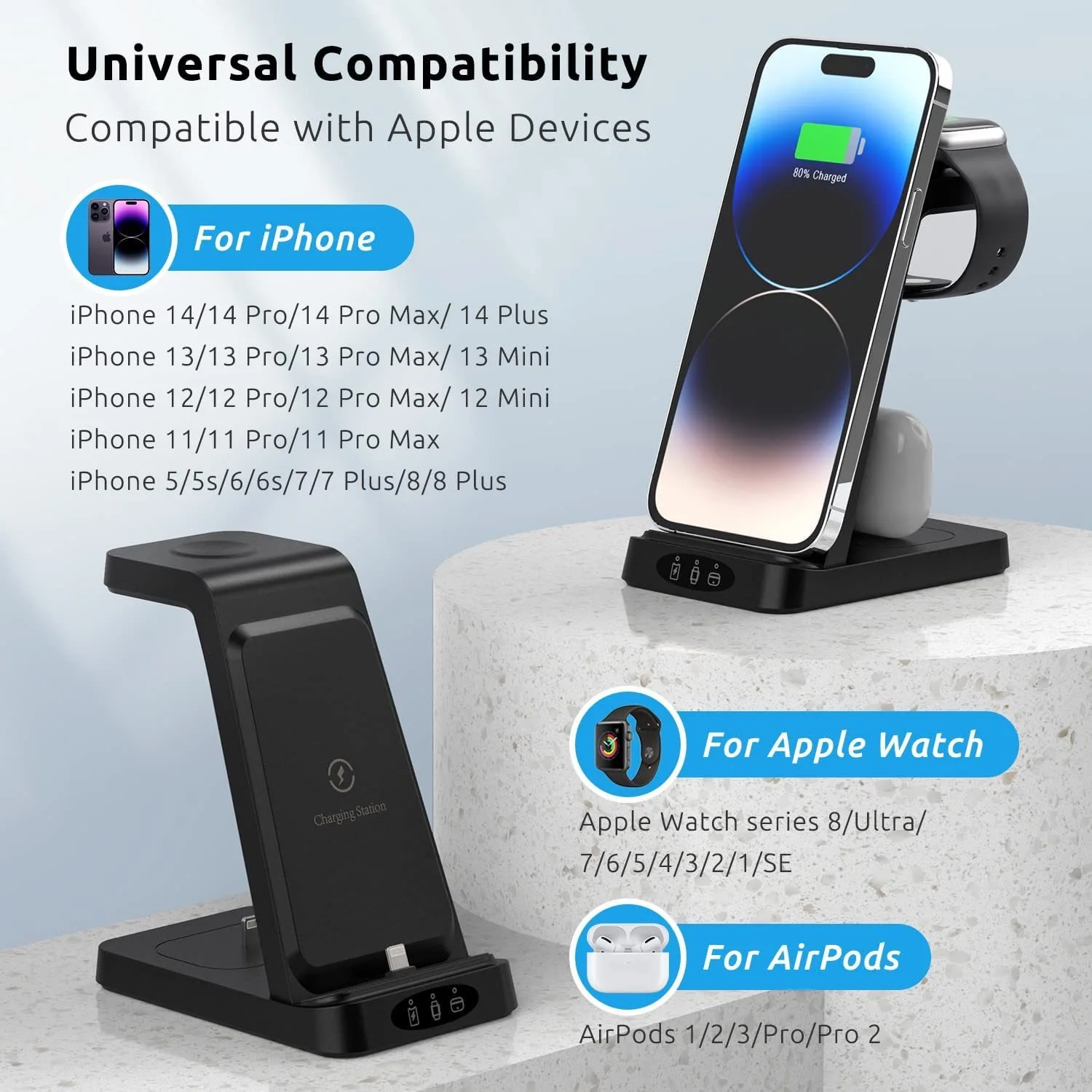 Three-in-one charging mobile phone earphone watch charging stand smart charging base suitable for Apple series products