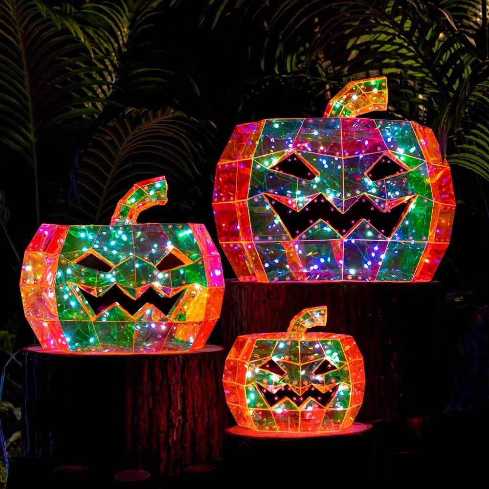 Haloween Pompoen Licht Rgb Gekleurde Haloween Feest Huisdecoratie 2024 Festivalscène Kleurrijke Verlichting Binnenramen Decor