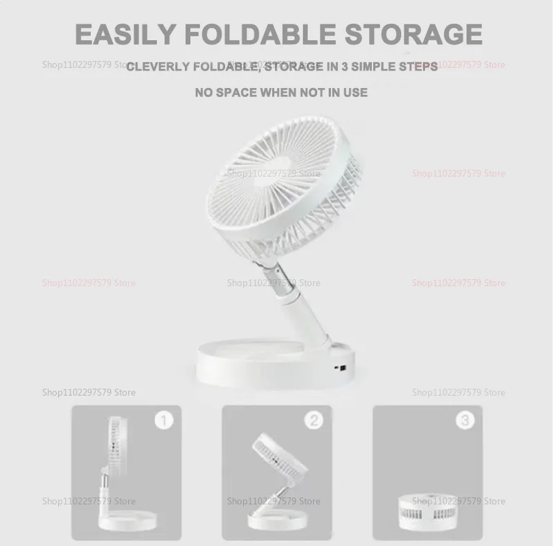 مروحة سطح المكتب تلسكوبية محمولة قابلة للطي USB قابلة لإعادة الشحن متعددة الوظائف في الهواء الطلق مبرد أرضية داخلي للتخييم في المكتب المنزلي