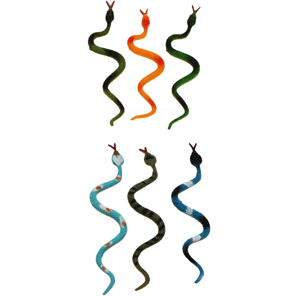 

6pcs Fake Snake Props Small Decoration Figure Simulation Animal Figurine PVC Realistic Modeling Garden Bonsai Desktop