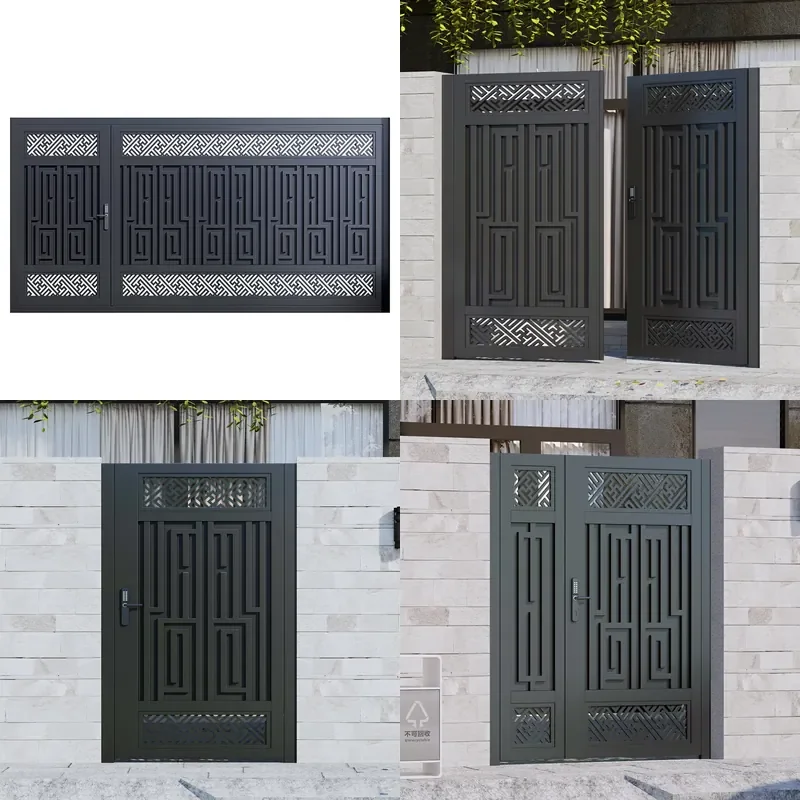 Wrought Iron Aluminum Villa Gate Double Swing Courtyard Entrance Door for Rural House Garden Community New Chinese Style
