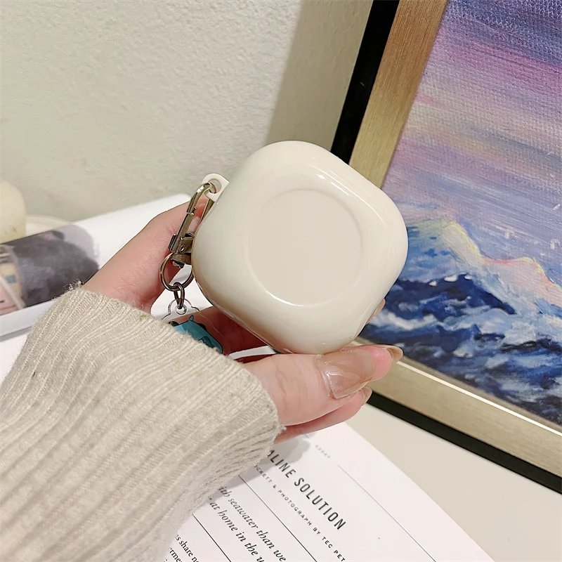 حافظة لهاتف سامسونج جالاكسي Buds FE/Buds 2 pro/Buds 2/Buds pro/buds Live، تصميم حيوان لطيف غطاء حماية لسماعات الأذن البيضاء الإبداعية