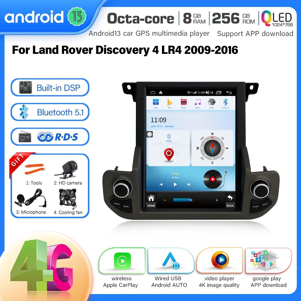 

Новый Автомобильный мультимедийный плеер Android 13 для Land Rover LR4 Discovery 4 2009-2016, GPS-радио, навигация для CarPlay, фотокамера 256 ГБ + 360 °