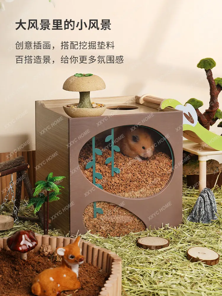 Hamster Shelter Digging Box Small House Cage Landscaping Supplies Shelter Nest Hamster Nest