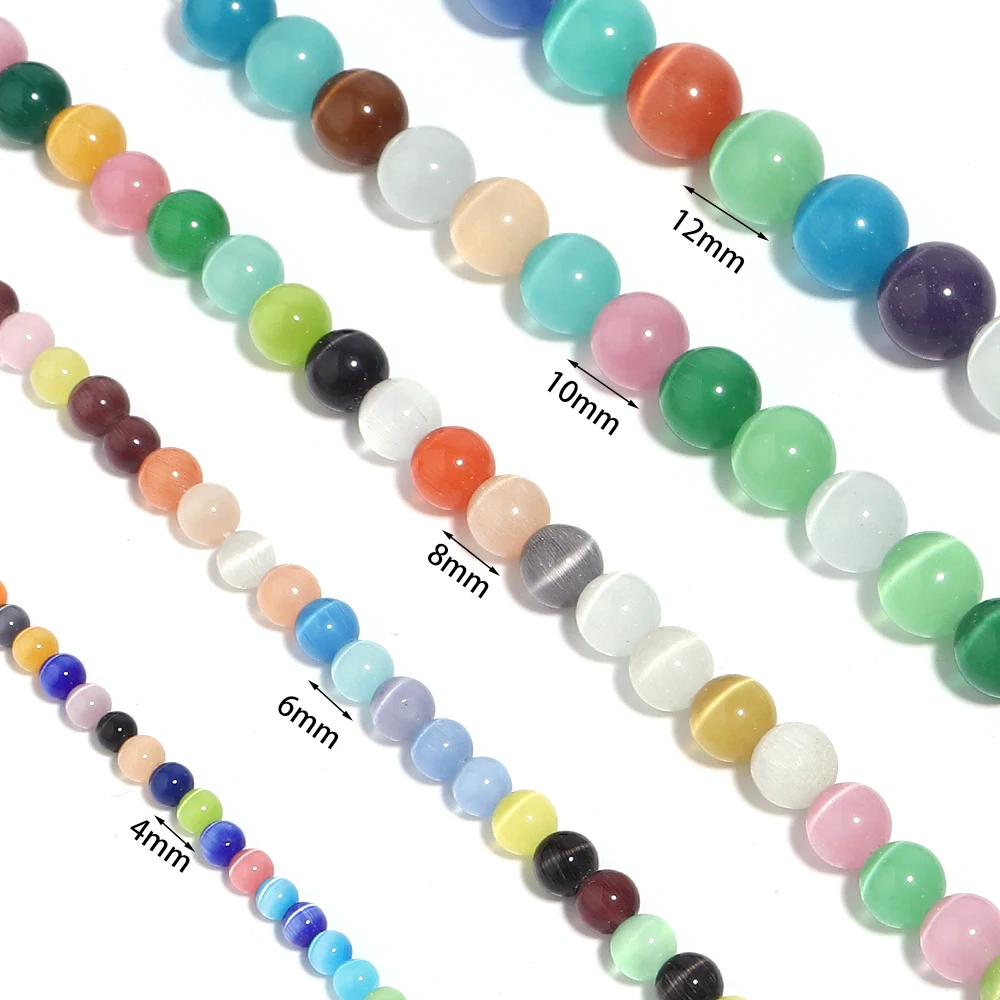 32-90pcs/Strand 4 6 8 10 12 mm Round Natural Stone Colorful Opal Beads for Jewelry Making Loose Beads DIY Bracelet Necklace