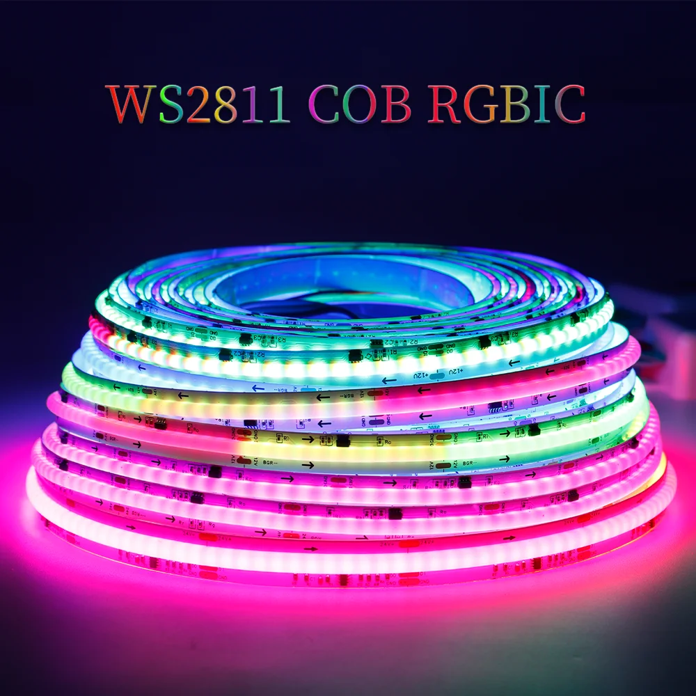 WS2811 COB Led Strip Lights 360/576/720leds/m Addressable Smart RGBIC Programmable soft Dream Color Light led lamp DC12V/24V