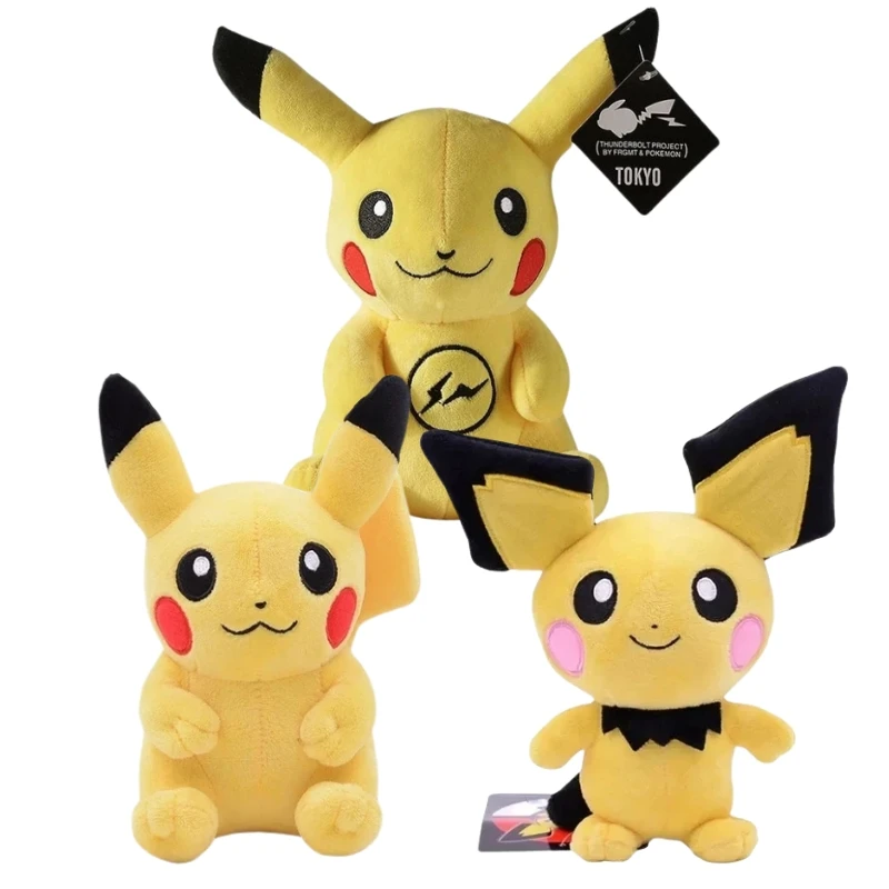 3 Styles Pokemon Pikachu Plush Toy Cute Pichu Cartoon Anime Figure Stuffed Plush Doll Pendant Room Decoration Children\'s Gifts